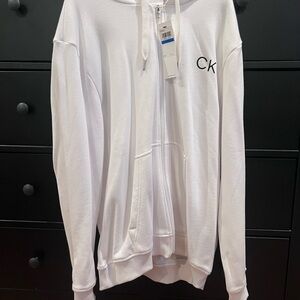 Calvin Klein White Zip Up Sweater
